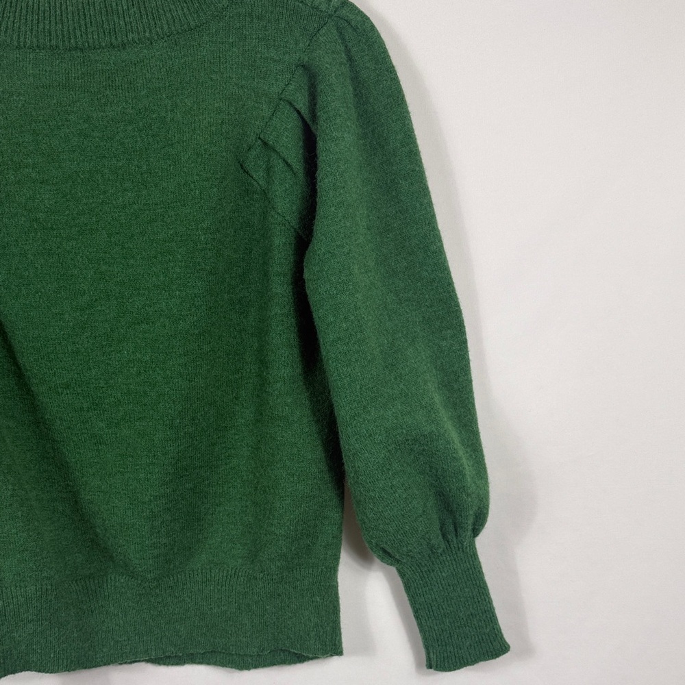 Deluc Emerald Green Crew Neck Sweater. Womens Size M. Pleats. Puff sleeves - Picture 6 of 6